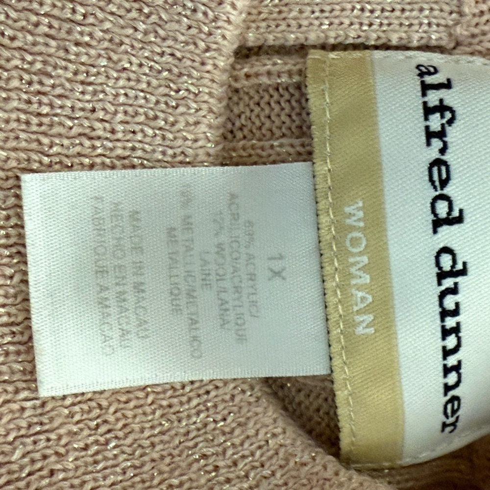 Alfred Dunner Pink Knit Short Sleeve Sweater Ribbed Sparkle Vintage Y2K Retro - Picture 4 of 7